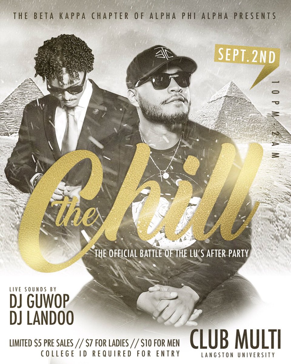 BKAlphas's tweet photo. Annual Sell Out Experience
The @BKalphas present the PHIRST Party of the FALL semester. #TheChillV: A Royal Occassion  ⚫ https://t.co/ZCFAZlicpj