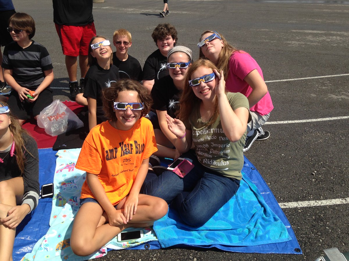 LaffoonPEAK08's tweet photo. A fun day experiencing the solar eclipse with LMS PEAK students! Amazing how the thunderstorms cooperated! #lpsleads #lmssoars #lpseclipse https://t.co/Z48Uw7mrUD