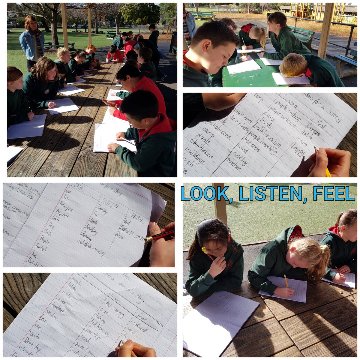Writing short stories outside today. Used your look, listen and feel strategy <a href="/byAlexMiles/">Alex (Lee) Miles</a> we had great success generating ideas. #writing