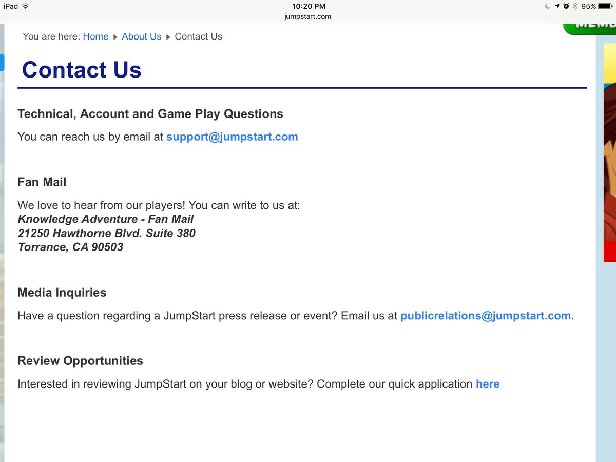 marklu2002's tweet image. This is our Address for #KnowledgeAdventure!
#JumpStart3D #MathBlaster3D @JumpStart3D @MathBlaster3D