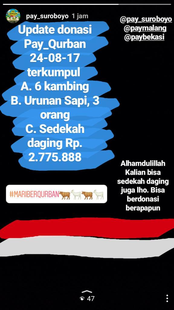 Alhamdulillah, teman-teman bisa memercayakan qurbannya di Pay_qurban. Bisa sedekah daging juga lhoo