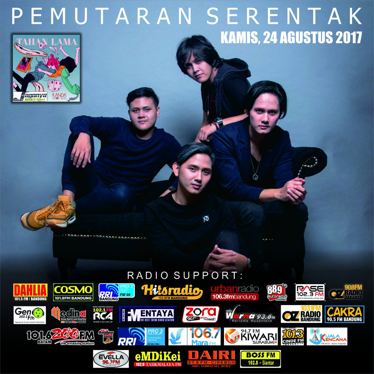 #PemutaranSerentak @KANDABrothers #TahanLama di #IndoCosmo Jam 11.00 siang ini Musiclist by <a href="/bimadaniatmaja/">Bima Daniatmaja</a> <a href="/Jagonya_Musik/">Jagonya Musik</a>