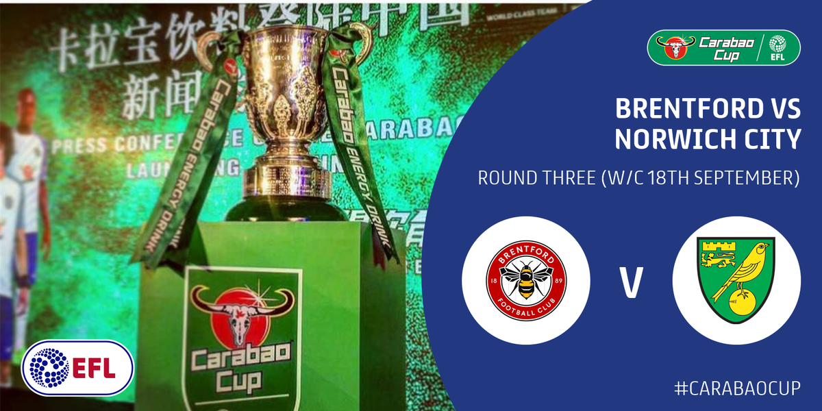 Carabao_Cup's tweet photo. #CarabaoCup: Round Three Draw 🏆

@BrentfordFC v @NorwichCityFC https://t.co/ggmr17fKzq