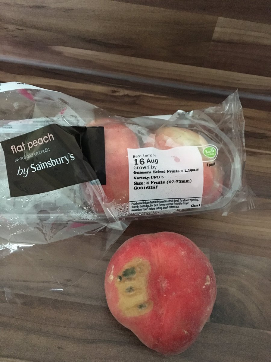 Opened some peaches for my baby this morning and this was the first one in the pack 😡 #notgoodenough #notevenpasttheusebydate <a href="/sainsburys/">Sainsbury's</a>