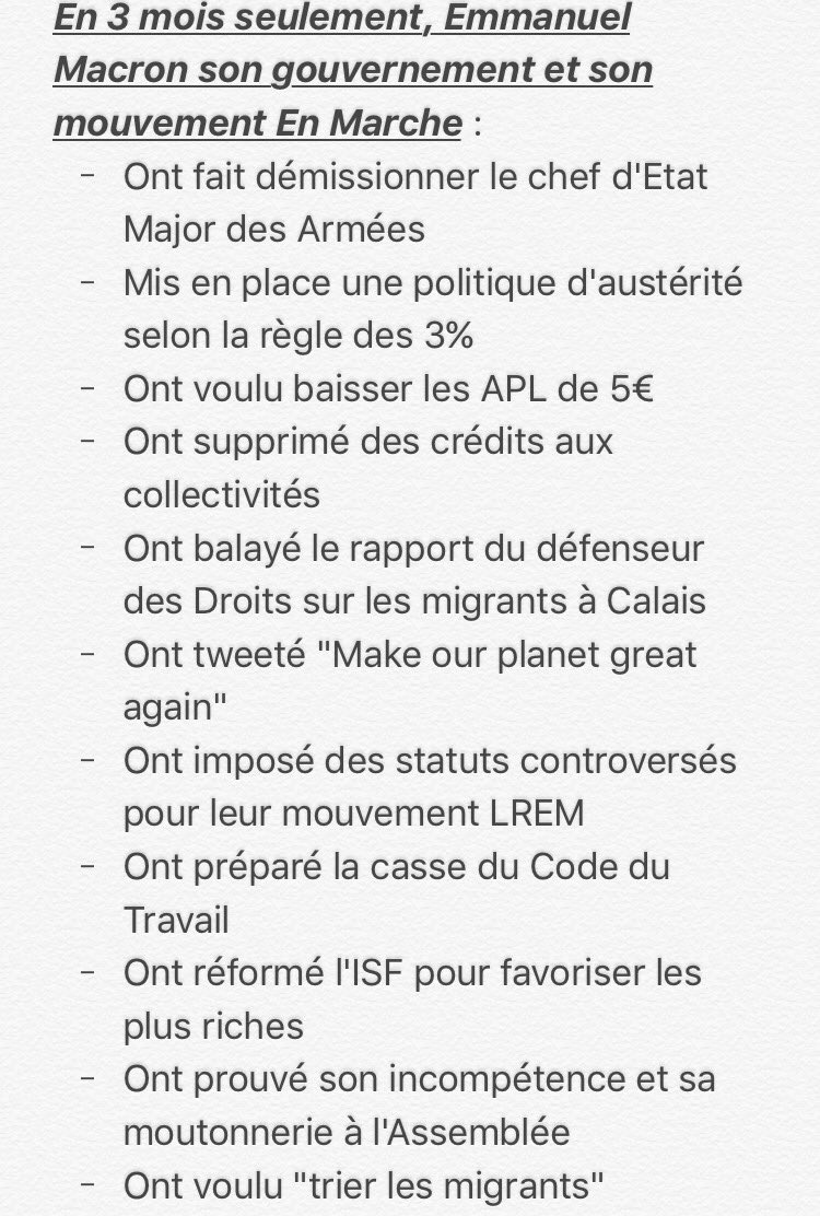 ن Humour De Droite ن Bon Nous Aussi On A Fait Le Bilan Des 3 Premiers Mois De Macron President Et On A Une Liste Legerement Differente De Celle Des