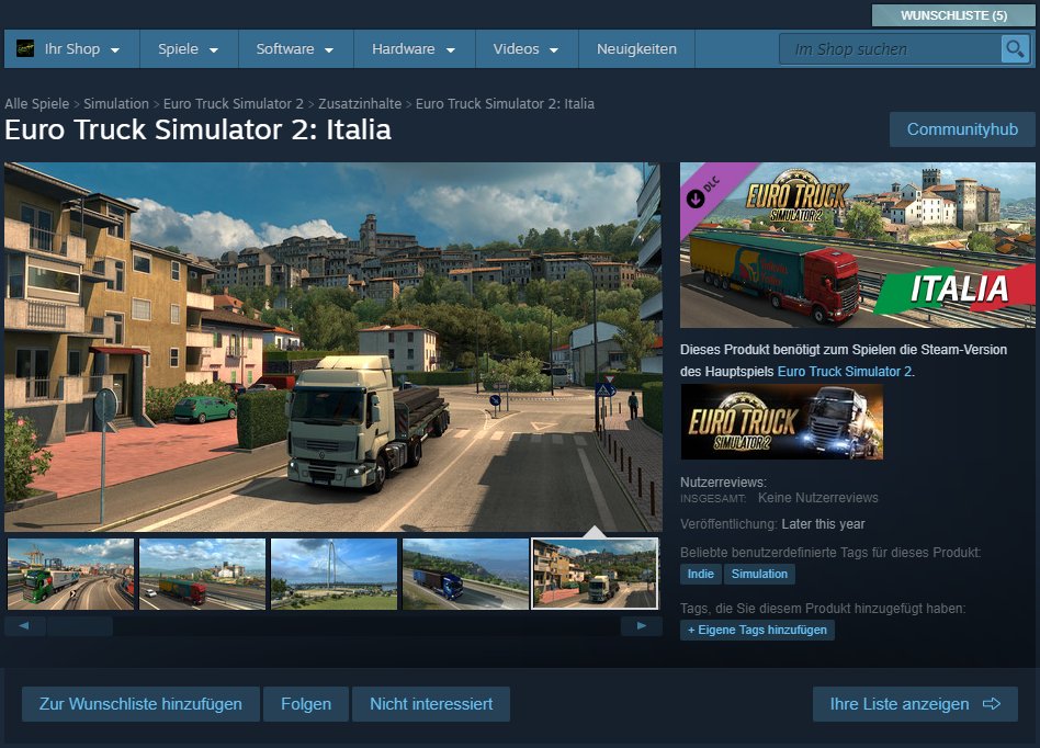 NBB_YT's tweet photo. Das #ETS2 DLC #Italia befindet sich bereits im Steamstore ▶️ https://t.co/o3PaJ189WW https://t.co/pfaPJF5AQj