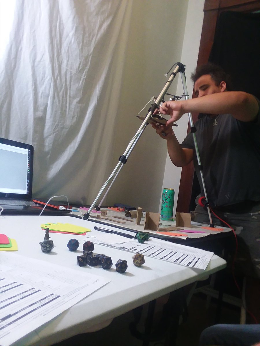 Our rinky-dink arial recording equipment....but trust us we're engineers 
#dungeonsanddragons #dnd #tabletop #setupprobs