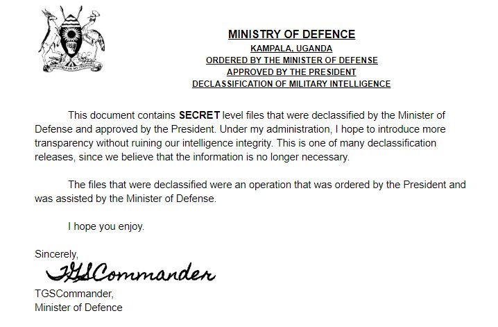The Ministry of Defense has released the first declassified intelligence file. goo.gl/xjyR4X