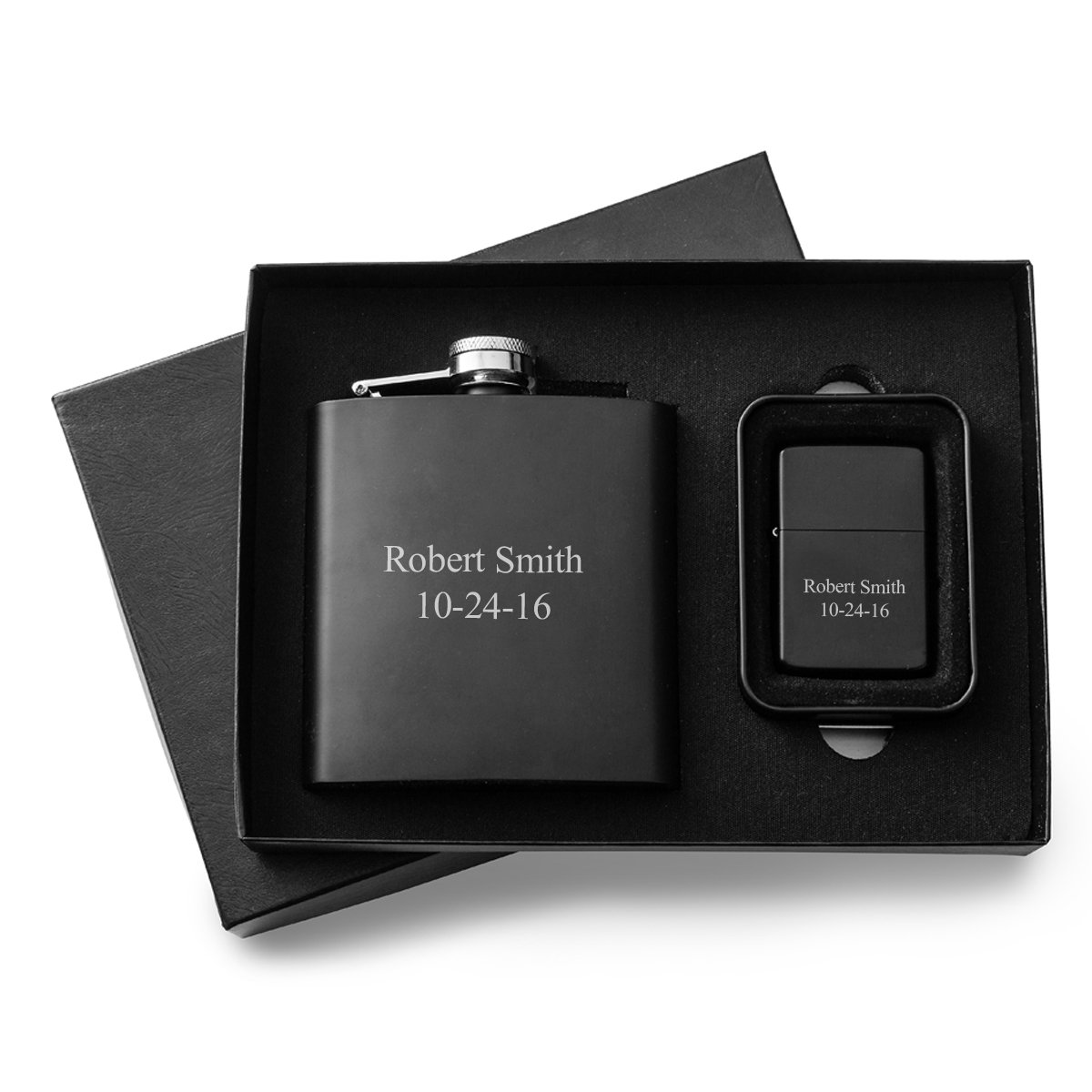 OldCornerStore's tweet image. #Personalized Black Matte 6 oz #Flask and Lighter #GiftSet 
Makes a great #gift for a #groomsman, #dad or any man
theoldcornerstore.com/product-page/p…