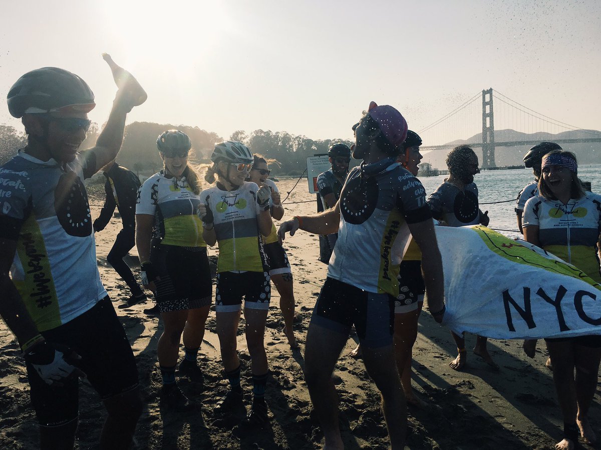 BeyondType1's tweet photo. They did it, folks. Finish line celebrations today with the amazing @TeamBikeBeyond - what an unbelievable ride it's been!!! https://t.co/gr5s1kNs3Z