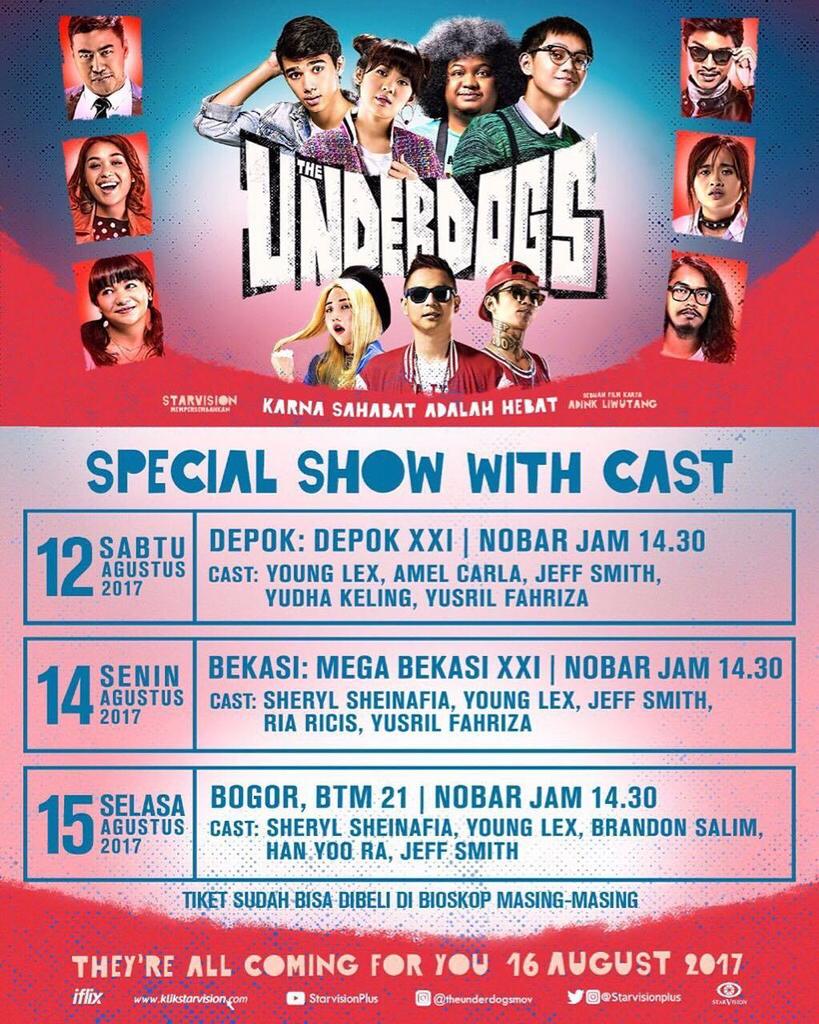 Starvisionplus's tweet photo. Ayo merapaaatt ke Depok XXI (Plaza Ramayana) ๐๐ #TheUnderdogsMovie #YoungLex #JeffSmith #AmelCarla #HanYooRa #Yudhโฆ https://t.co/WIadtjzemM https://t.co/a72cK7p2hh
