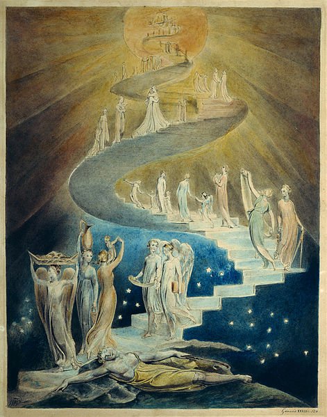 MadameGilflurt's tweet image. Jacob's Ladder by William Blake who died #onthisday in 1827. #twitterstorians #art