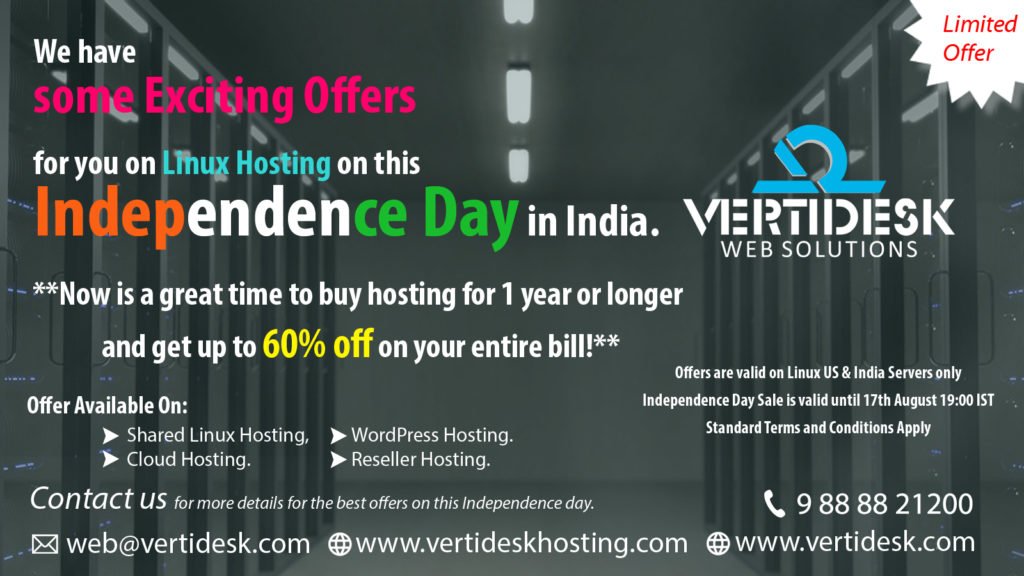 VertiDesk's tweet photo. New post (Independence Day Offer - Upto 60% OFF on Linux Hosting) has been published on VertiDesk - https://t.co/8RQOJbYXqe https://t.co/BUB5rzvzoG