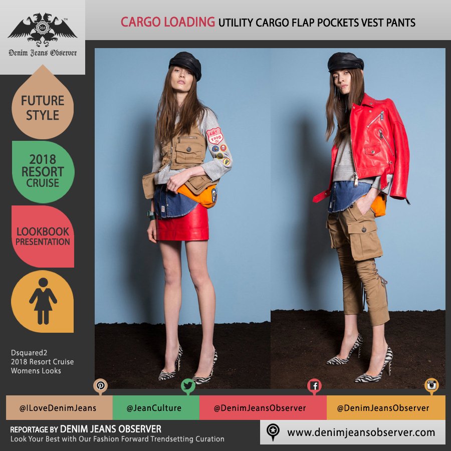 FashionWeekDJO's tweet photo. https://t.co/W17QlWr7lT Dsquared2 2018 Resort Cruise Womens #cargopockets #flappockets #cargopants #vest #waistcoat #girlscout #Resort2018 https://t.co/h7B7UEnc2s