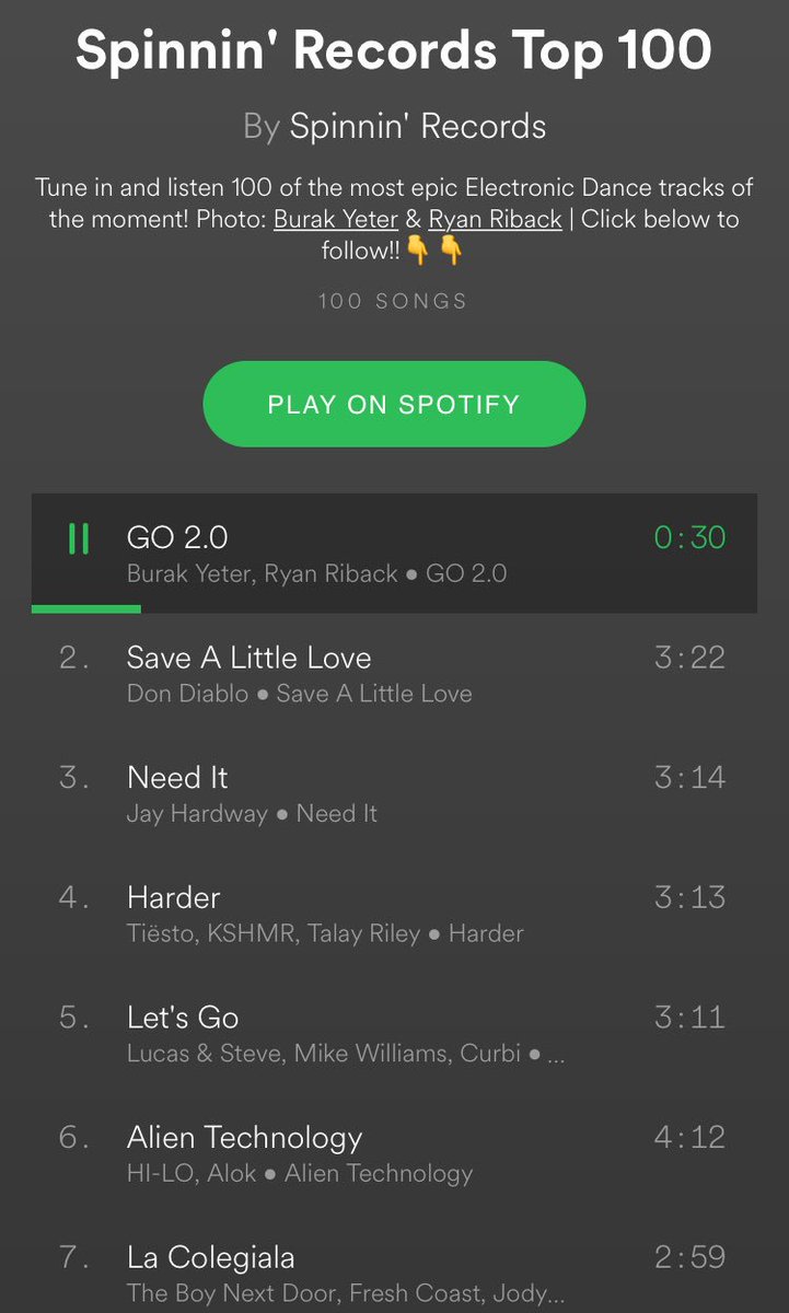 Number #1 <a href="/spotify/">Spotify</a> Playlist <a href="/SpinninRecords/">Spinnin' Records</a> <a href="/ryanriback/">Ryan Riback</a> #GO #GoForIt 👉🏻