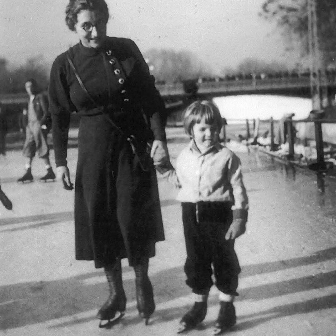 Happy birthday, George Soros! Skating with his mother, Erzebet, in Budapest, Hungary, 1934.  