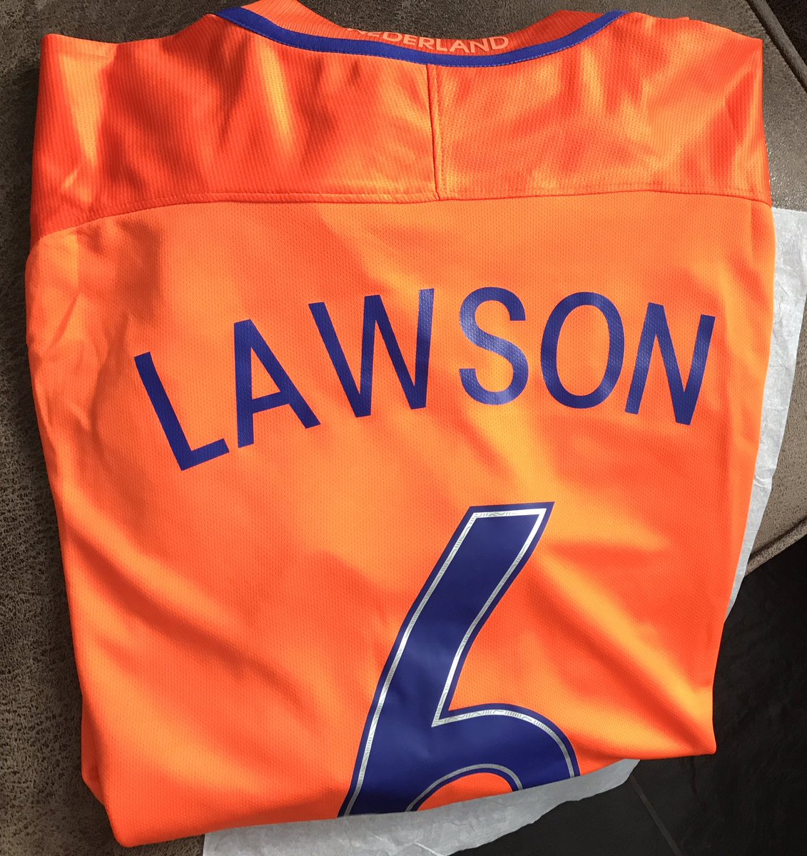 BSBN sent shirt to England defender Lawson after nose broke. Hello there! I just received Dutch shirt and wanted to say thank you! <a href="/KNVB/">KNVB</a>