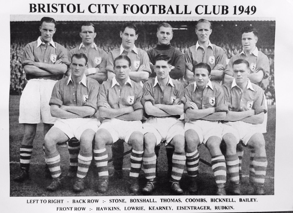 SeanTakle's tweet image. Bristol City 1949 the year the first version of the Robin badge was used on the shirts. RIP ALEC EISENTRAGER  @bcfctweets #BristolCity