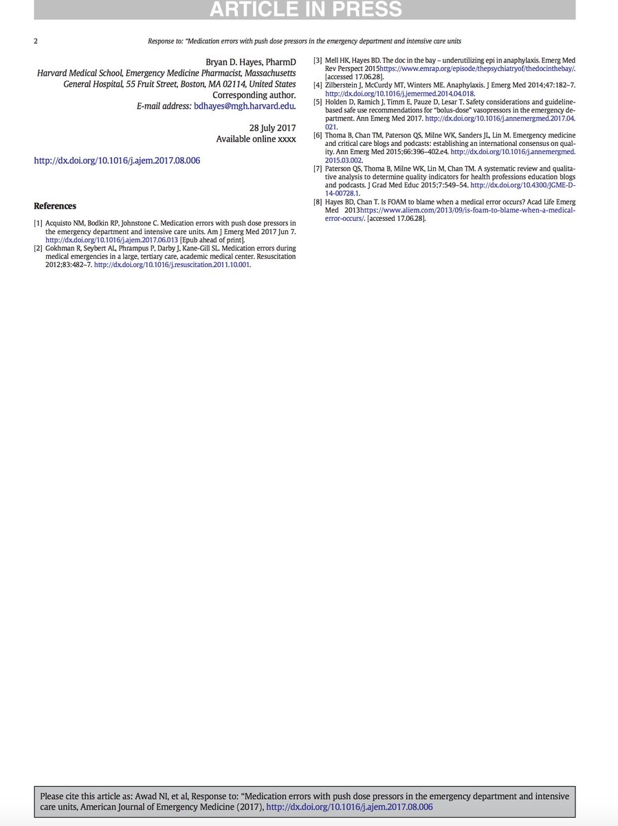 PharmERToxGuy's tweet photo. AJEM published an LTE called 'Medication errors with push dose pressors in the ED and ICUs.' Here is our response: https://t.co/aIH4HAjYac https://t.co/62WjLOOycR