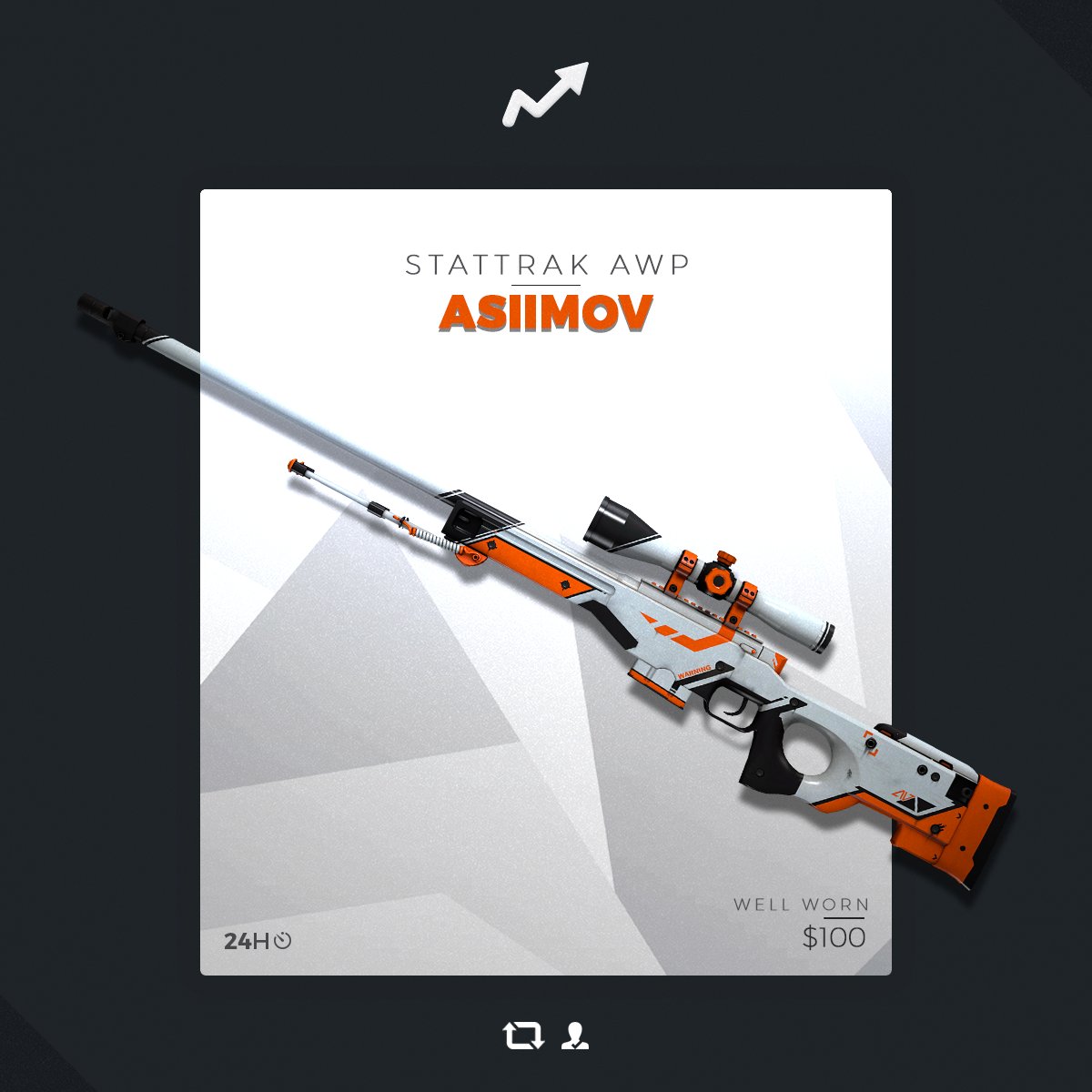 skinupgg's tweet image. STATTRAK AWP ASIIMOV GIVEAWAY

TO ENTER
* RETWEET
* FOLLOW

GOOD LUCK
SKINUP.GG