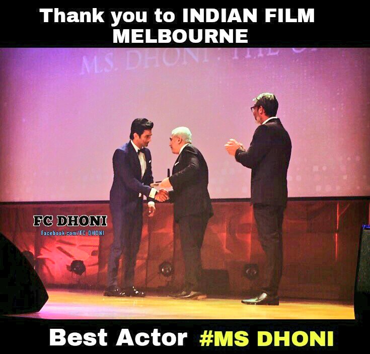 shalom_beryl's tweet photo. Thank you #IndianFlim #MsDhoni @itsSSR  the best Actor 😘😘✌ Congratulations !! @msdhoni https://t.co/YxsX7JUj1B
