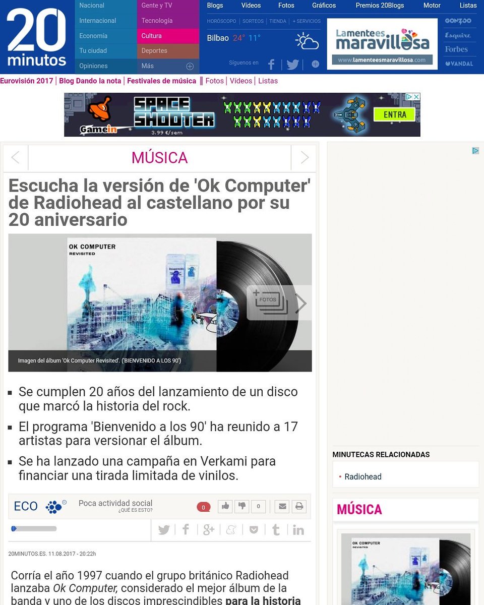 Los compañeros de <a href="/20m/">20minutos.es</a> escriben sobre el primer homenaje nacional al #OKComputer de <a href="/radiohead/">Radiohead</a>   ver.20m.es/wjzht1