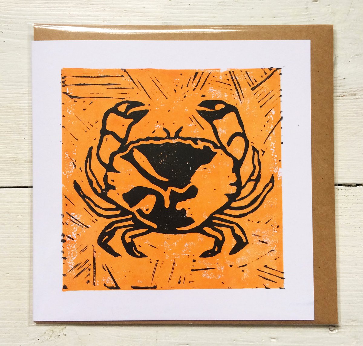jaypea_art's tweet photo. New #crab #handmade #linocut card now available in my @EtsyUK shop! #hotoffthepress #Foodie #seafood #crustation #summertime #snip #claws https://t.co/0kLJOwshWl