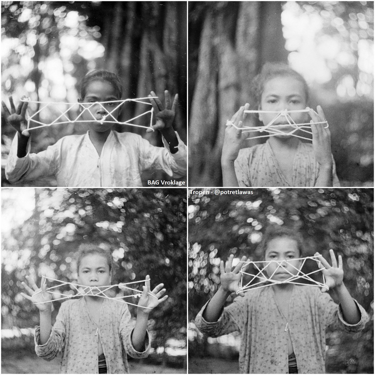 potretlawas's tweet photo. Anak² Belu bermain, membuat aneka jenis bentuk dengan tali, 1937. Ada yang bisa bikin begini juga? 😁 https://t.co/HMsRRO6144