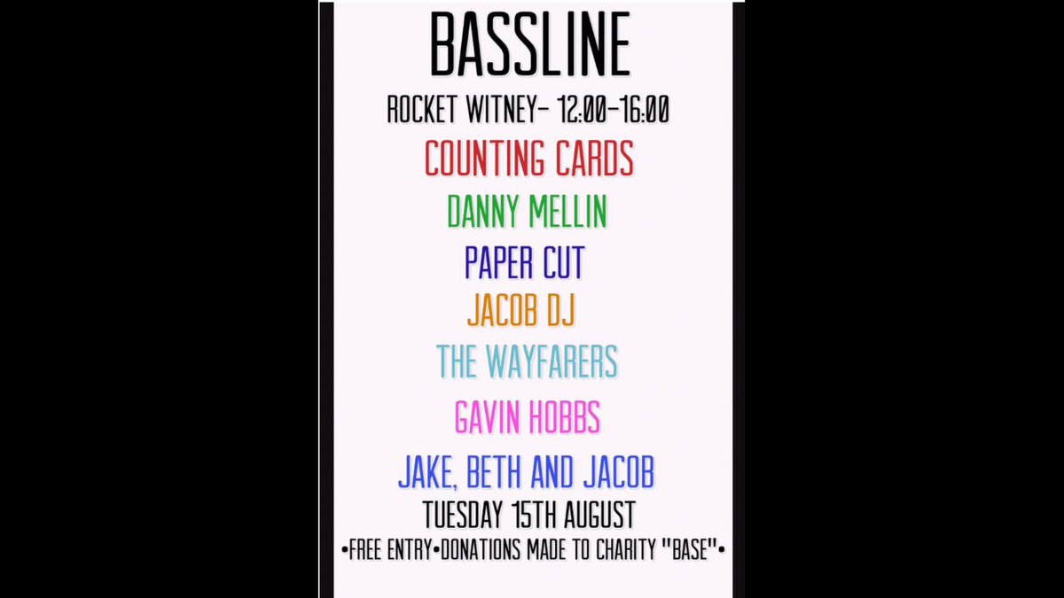 Counting_cards1's tweet photo. We're playing @RocketWitney on Tuesday at 4:00. Doors open at 12 and you have some awesome acts on all afternoon🤘🏼 @danny_mellin #Witney https://t.co/hzEtmy2mGX