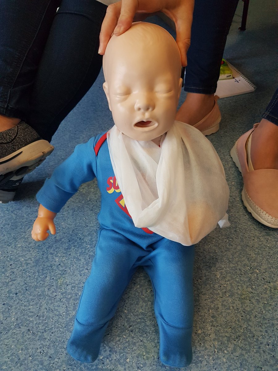 ChesneyTrg's tweet photo. First aid course having fun, it's the first time I've seen a sling on a baby. Good work. https://t.co/NLlWeKQUBR