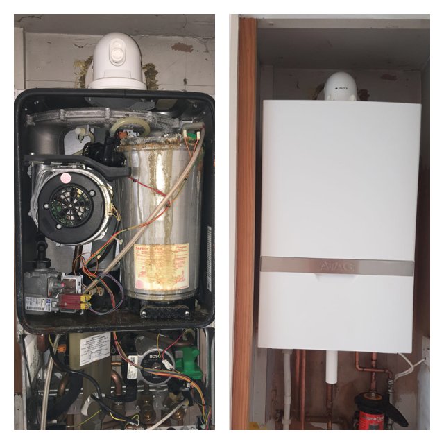 Hamilt0n_Group's tweet photo. Another leaking Worcester heat exchanger. Replaced with a new @atagheating combi #boiler with a #lifetimewarranty on its heat exchanger 👌🏻 https://t.co/dxmuH33IQI