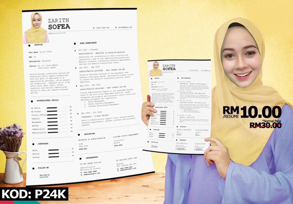 TweetSemuaa's tweet photo. Nk resume nmpk professional &amp; kemas? Sesuai utk nak apply intern @twt_resume 

Promo RESUME RM10 + FREE COVER LETTER ( 50 org terawal) 😍 https://t.co/GUr6YvcnGK