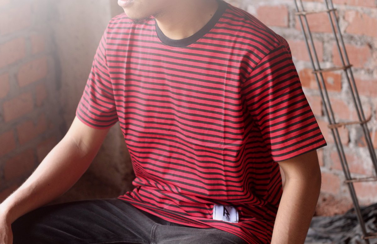 {New Arrival} Tshirt Raw Strip Red Black | Size: M-XXL | Cotton 30s | IDR 130K | Available in Store &amp; Online Order!🔥