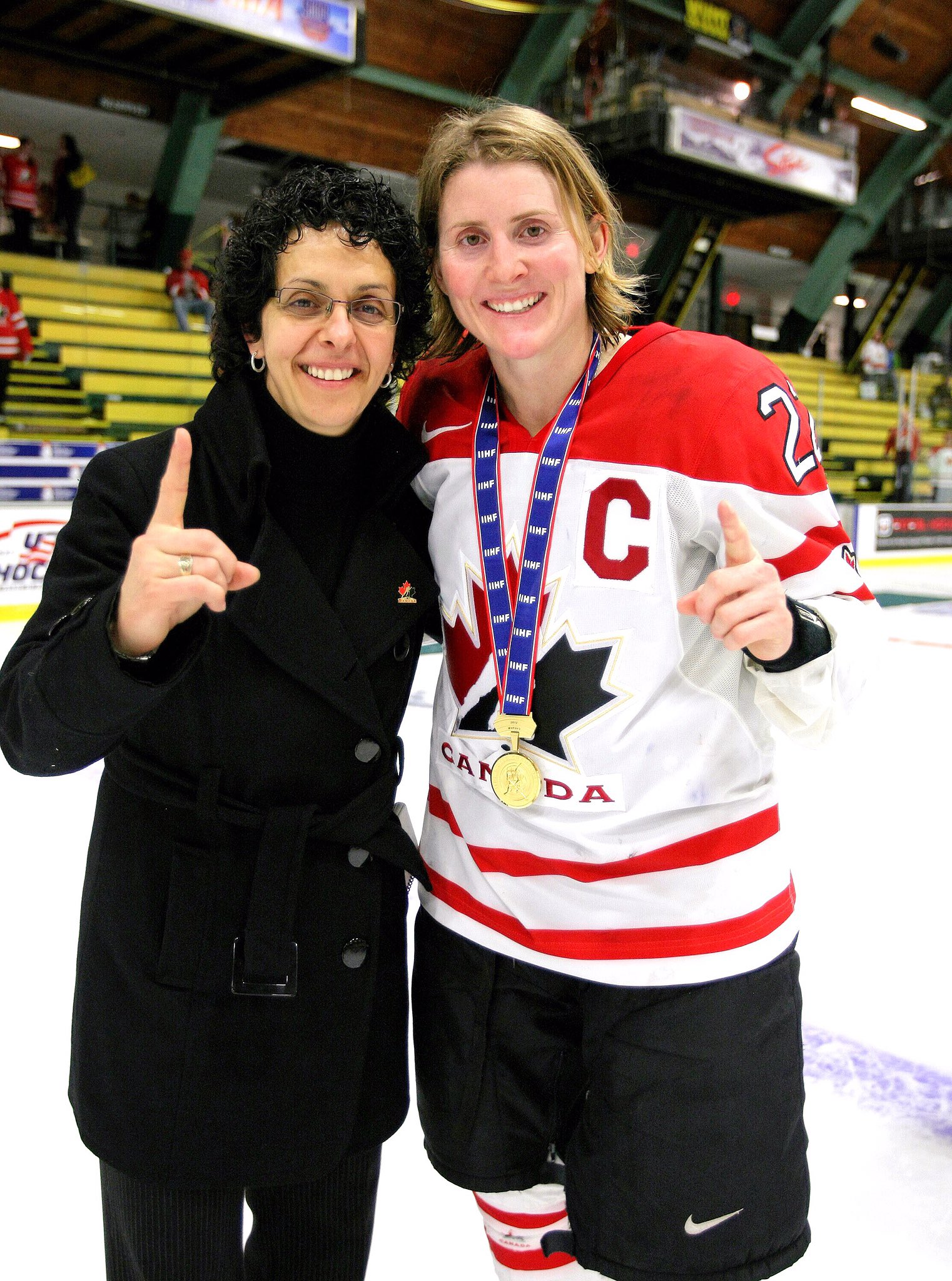 Happy Birthday goes out to Hayley Wickenheiser, pictured here with 2017 Inductee Danielle Goyette! 