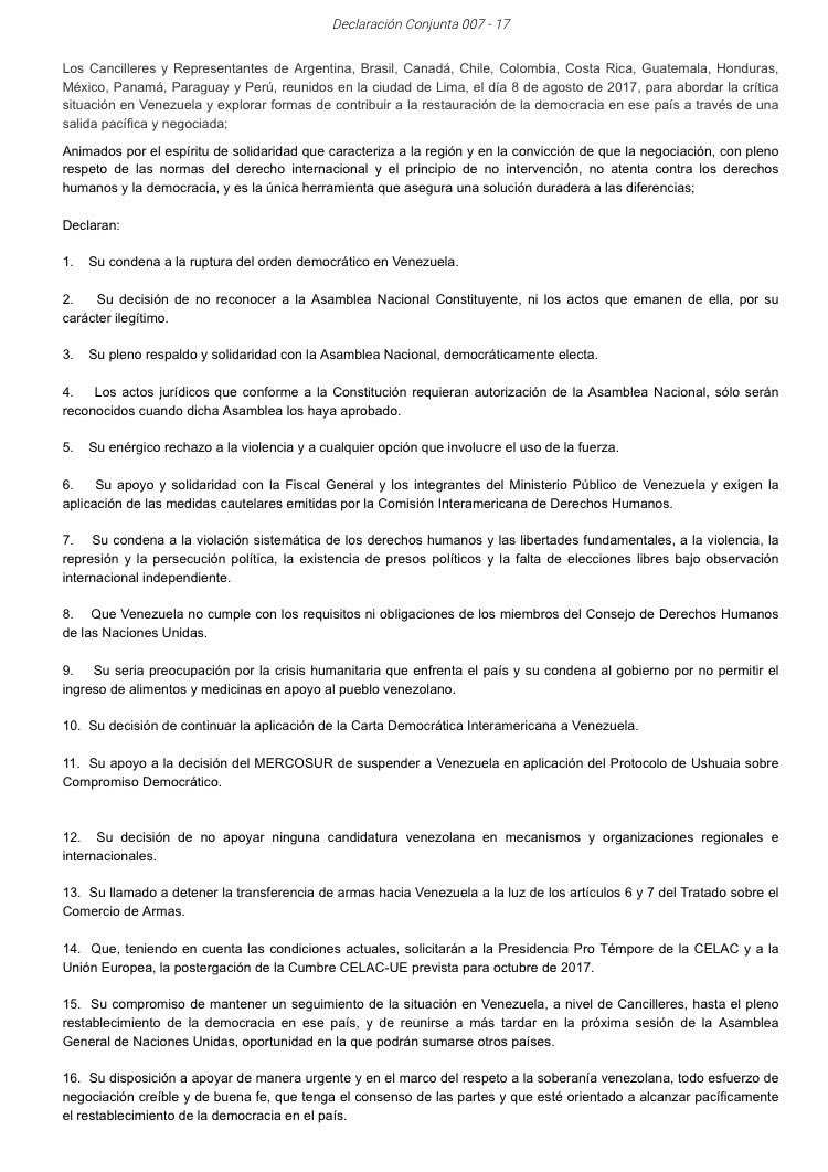 hrw_espanol's tweet photo. Extraordinario: Cancilleres de 12 países condenan violación sistemática de DDHH en Vnzla y desconocen decisiones de circo constituyente. https://t.co/nhLqmHkDhP