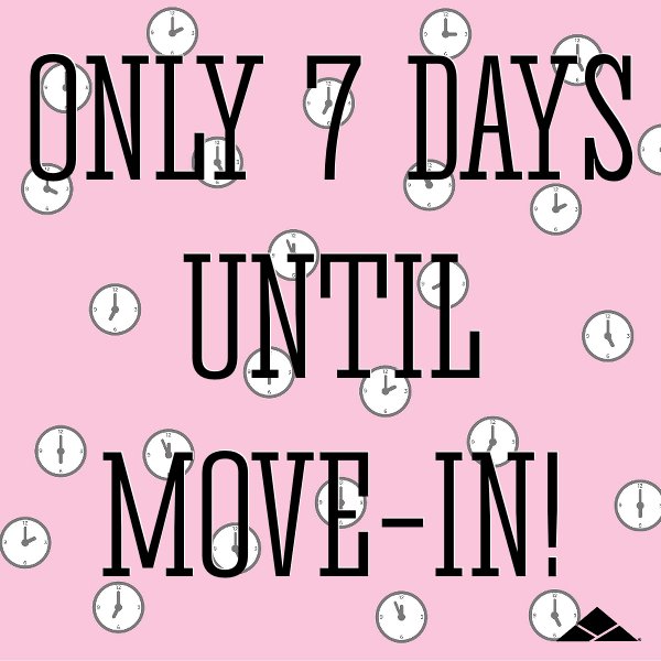 EnclaveLiving's tweet photo. The countdown begins! Only one week left until move-in day! We can't wait to have you here at Enclave! #Enclave #ExperienceEnclave #SIUE https://t.co/E5KWNlcReN