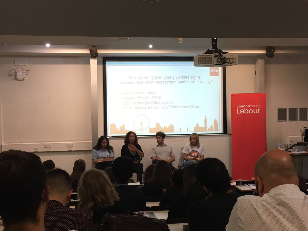 Rossaholden's tweet photo. Great panel of young workers and trade unionists on how we fight for young workers and get more young people joining unions at #LYLSummer17! https://t.co/EcfrlVTqM6