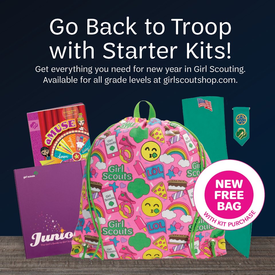 girlscouts's tweet photo. Make sure your girl has everything she needs for #BackToTroop with these starter kits: https://t.co/PYXNPYuvo4 https://t.co/3LbJtStim6