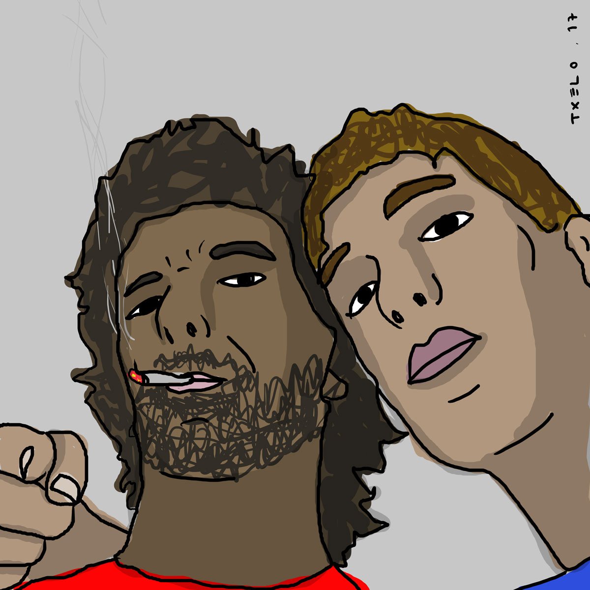 txelografia's tweet photo. #Uri & #Txelo #txelostudio #illustration #portrait #selfie https://t.co/bhJaez2dPb