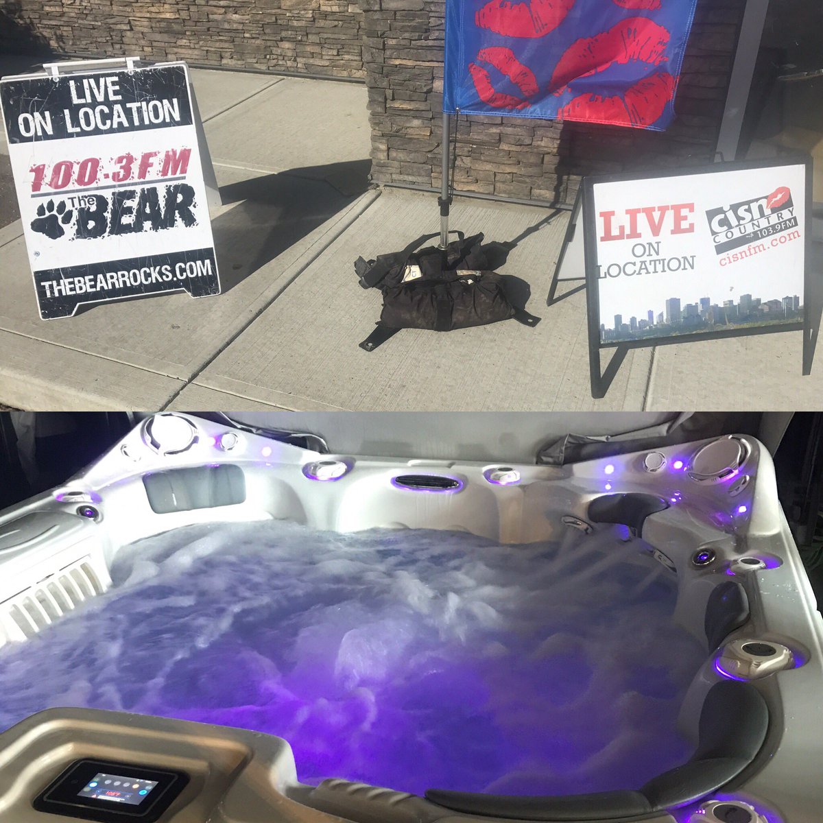 WorldOfSpasYEG's tweet photo. @CISNCountry &amp; @1003TheBear are LIVE on location! It's the Back to School Blowout!! Up to $12,495 off hot tubs, $18,000 off swim spas! https://t.co/f8oSY9YeEV