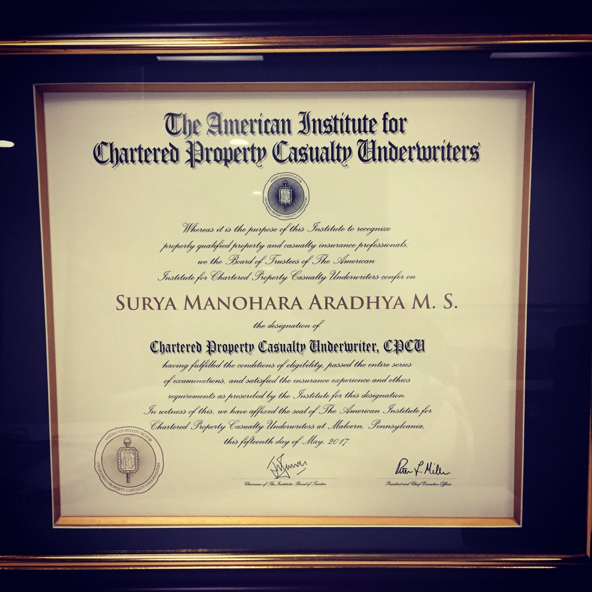 Surya Rocksster On Twitter Earning Insurance S Uppermost Designation Cpcu Is One Of My Pride Professional Accomplishment Tat I Wud Cherish N Respect Fr Therestofmylife Https T Co Vvj5vnufku