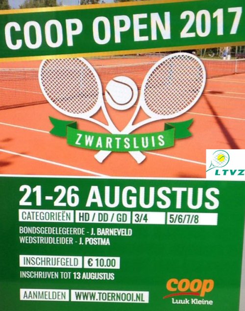 Inmiddels bijna 70 inschrijvingen voor de #Zwartsluis COOP Open 2017 - inschrijven is nog mogelijk t/m zondag 13 aug toernooi.nl/sport/tourname…