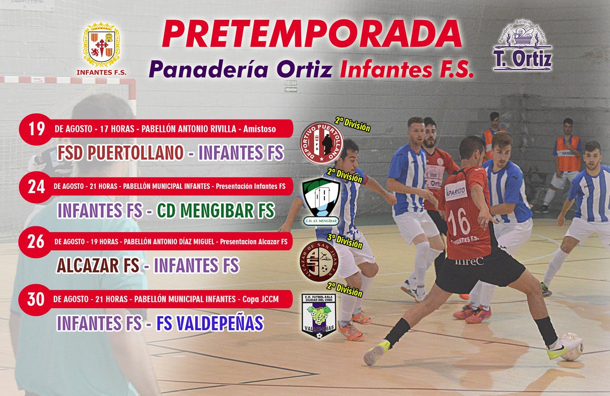 InfantesFS's tweet photo. 👏⚽️💨PRETEMPORADA | Ya tenemos todos los partidos de Agosto confirmados. #GV2B @FSDPuertollano @Mengibar_FS @AlcazardSJuanFS @FSCiudadDelVino https://t.co/BXRPx4VcFX