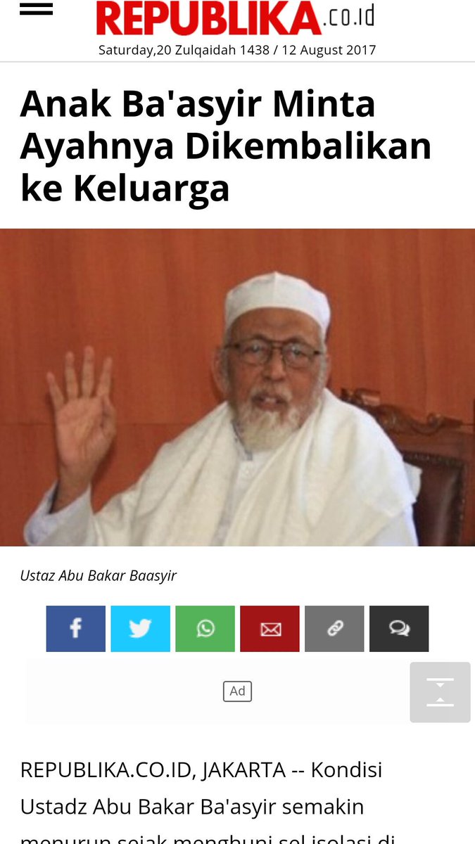 Keluarga Mbah nya Rizieq &amp; Alfantathat minta agar Abu Bakar Ba'Asir dibebaskan.
(RT) Buat yg Tolak...
(LIKE) Buat yg Menerima