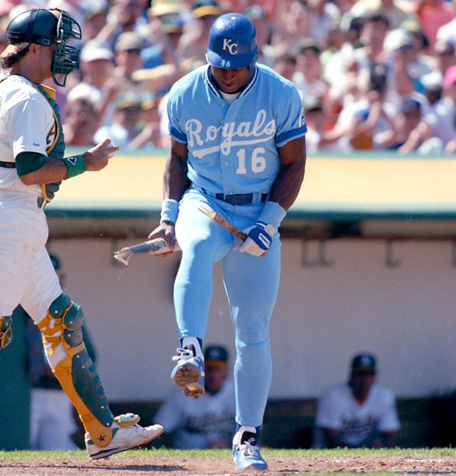 Baseball In Pics on X: Bo Jackson breaks a bat over his leg after a strike  out, 1980s  / X