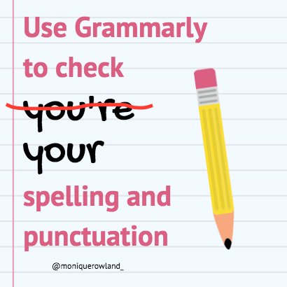 Has anyone been there/their/they're before?! 🙋 Fear not. @Grammarly is a nifty spell- &amp; grammar-checker that'll hone in your writing skills.