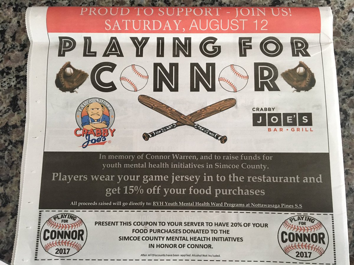b_scott39's tweet photo. Well the day is finally here! Come out to the ballpark on 6 Huron Street Angus to show your support! #PlayingForConnor https://t.co/HokWhgc4eI