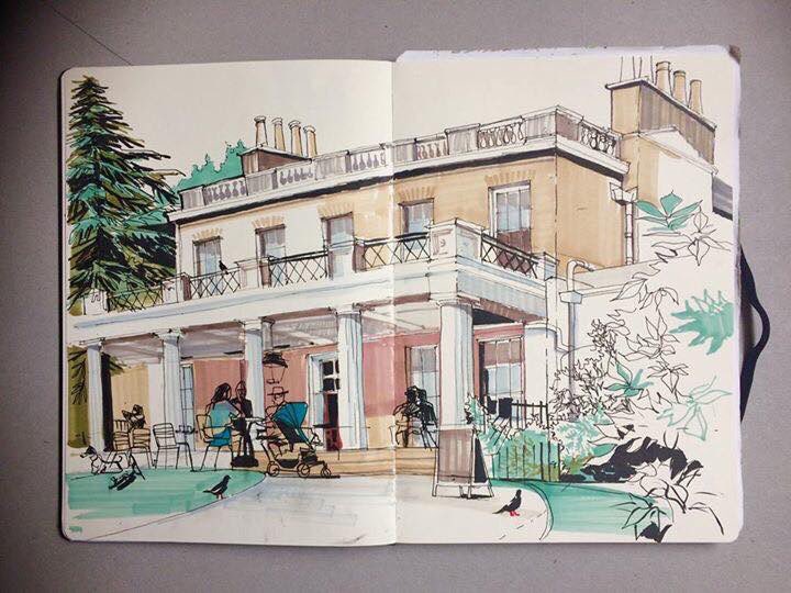 StokeyUpdates's tweet photo. Drawing of Clissold House by local resident illustrator Alex Green https://t.co/WeHdMwfmS9