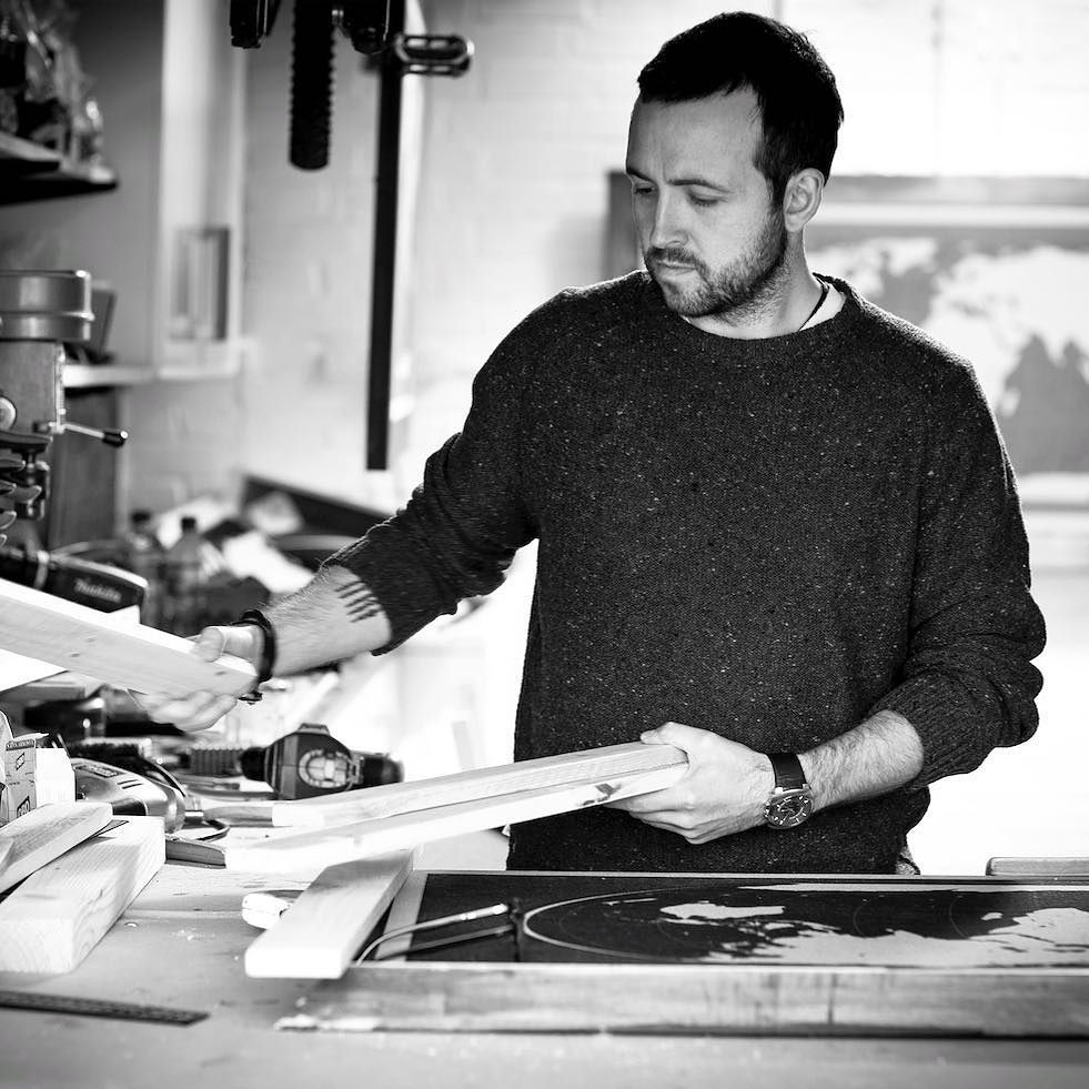 MobyMaps's tweet image. Here's a shot of yours truly, hand-making the Shipwrecked frames – for each hand-printed World Map Pinboard – with… ift.tt/2vvSXVb