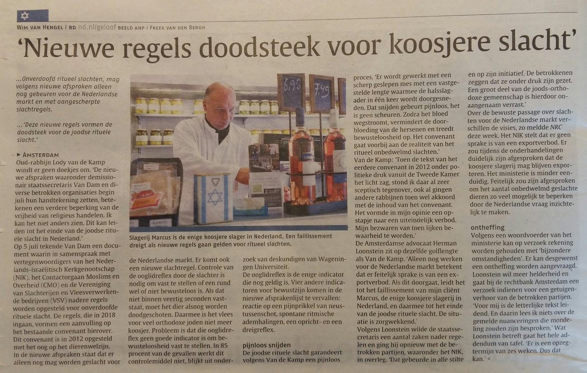 MichielWiltvank's tweet photo. Joodse (#koshere) slacht = pijnloos. Met scherp geslepen mes wordt halsslagader in één x doorgesn. Convenant 2012 gaat voorbij a/d realiteit https://t.co/LbmQcu4BA8